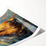 Golden Horse Glam Wall Art - Luxury Blue and Gold Decor for Chic Homes