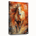 Fiery Horse Glam Wall Art - Luxury Red and Gold Decor for Bold Interiors