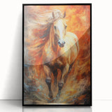 Fiery Horse Glam Wall Art - Luxury Red and Gold Decor for Bold Interiors