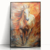 Fiery Horse Glam Wall Art - Luxury Red and Gold Decor for Bold Interiors