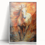 Fiery Horse Glam Wall Art - Luxury Red and Gold Decor for Bold Interiors