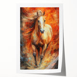 Fiery Horse Glam Wall Art - Luxury Red and Gold Decor for Bold Interiors