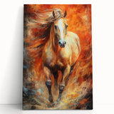 Fiery Horse Glam Wall Art - Luxury Red and Gold Decor for Bold Interiors