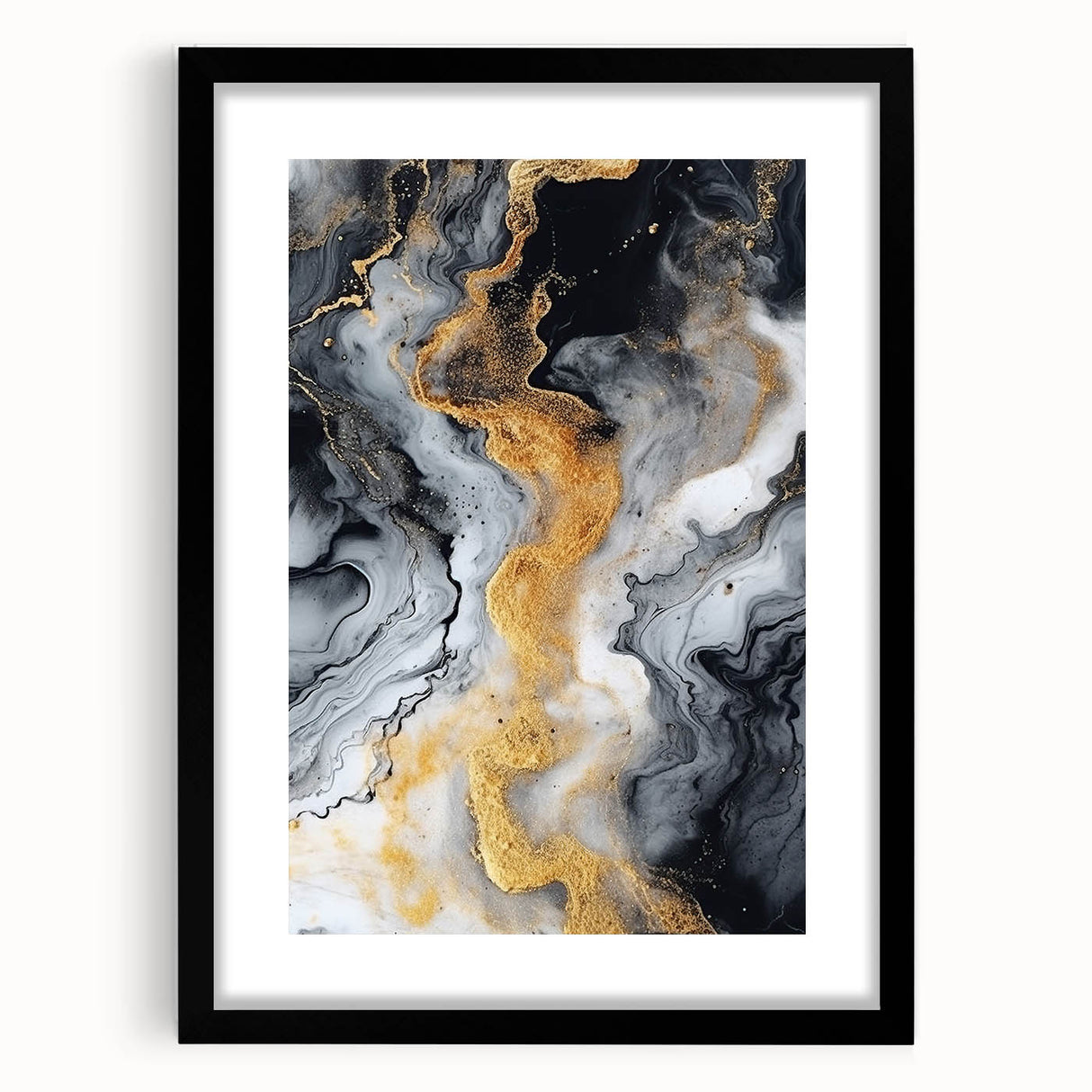 Elegant Black, White & Gold Marble Art – Glamorous Statement Wall Decor