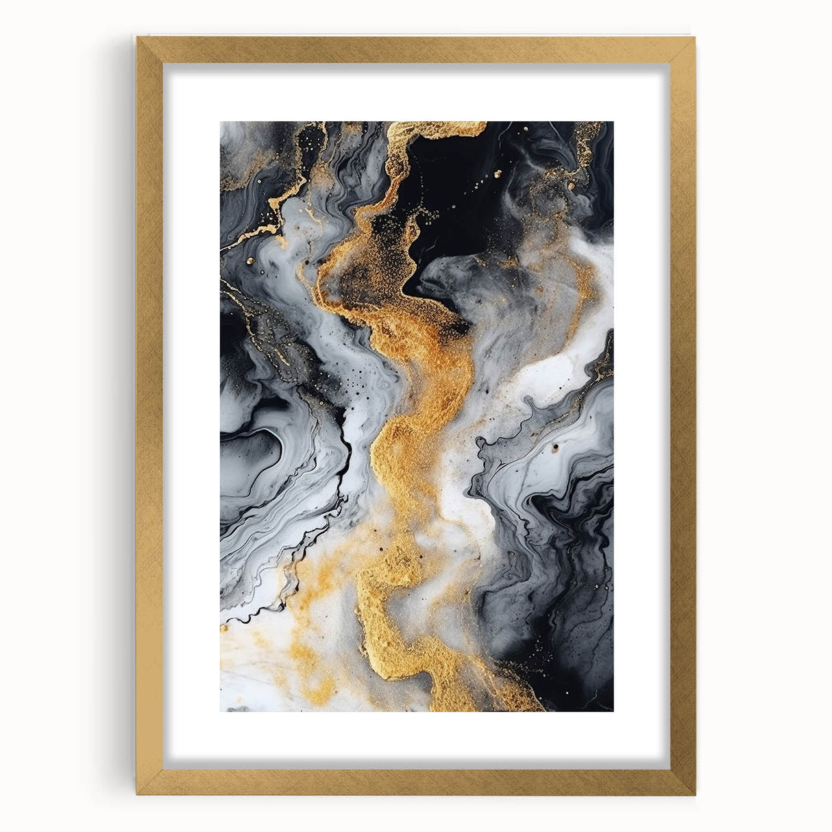 Elegant Black, White & Gold Marble Art – Glamorous Statement Wall Decor