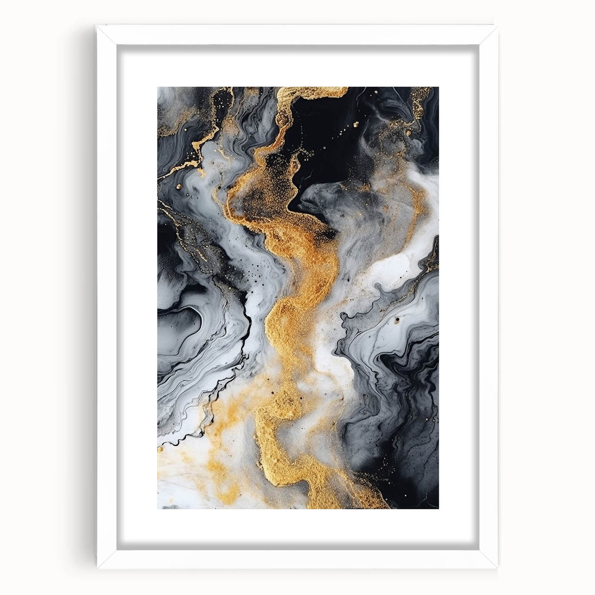 Elegant Black, White & Gold Marble Art – Glamorous Statement Wall Decor