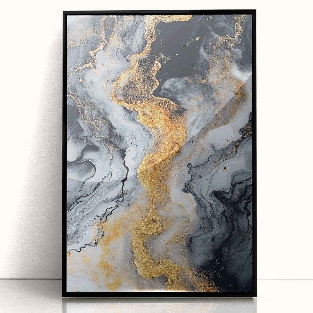Elegant Black, White & Gold Marble Art – Glamorous Statement Wall Decor