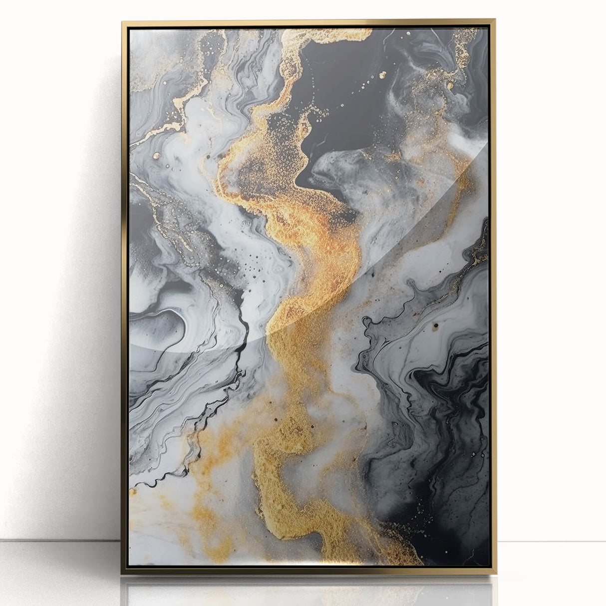 Elegant Black, White & Gold Marble Art – Glamorous Statement Wall Decor