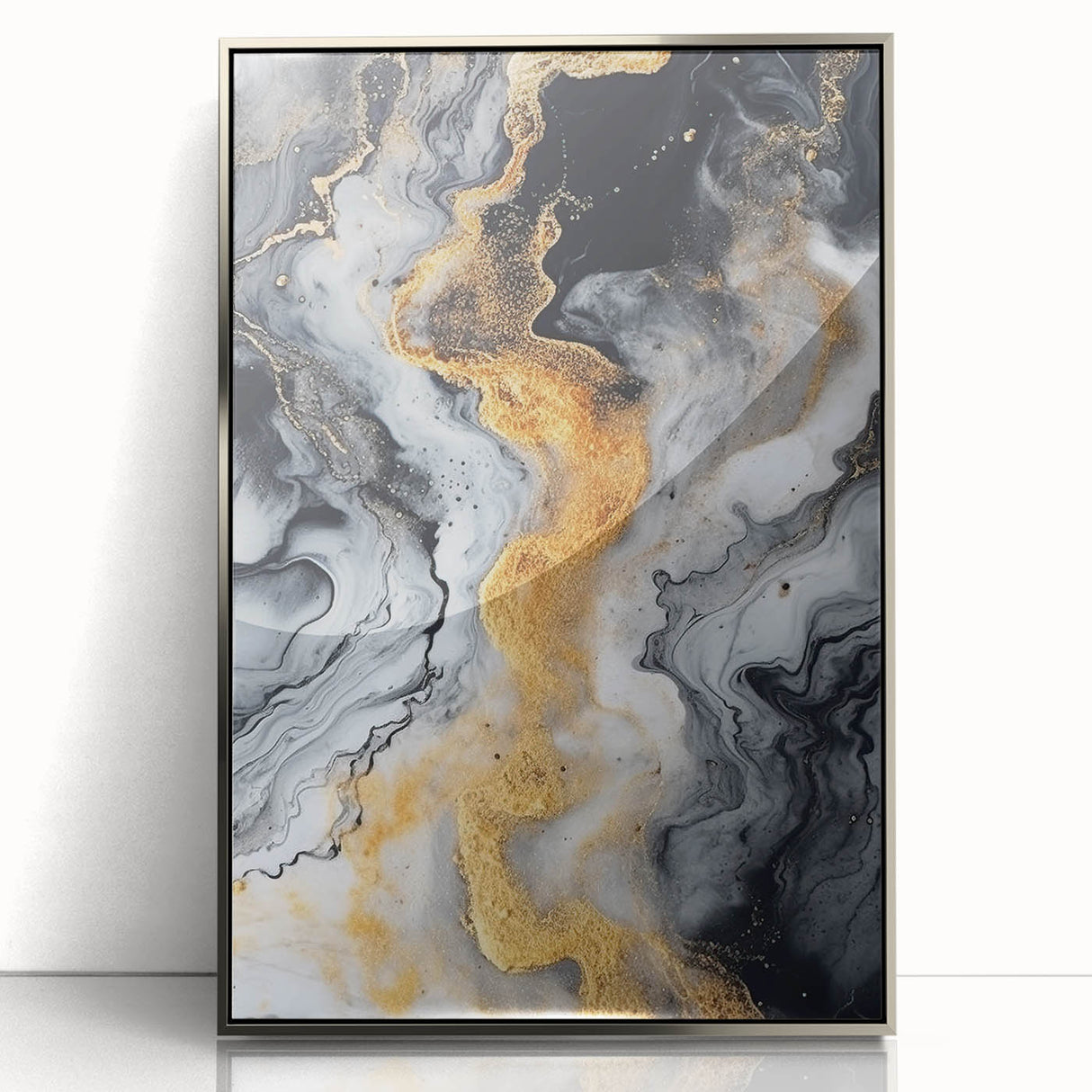 Elegant Black, White & Gold Marble Art – Glamorous Statement Wall Decor