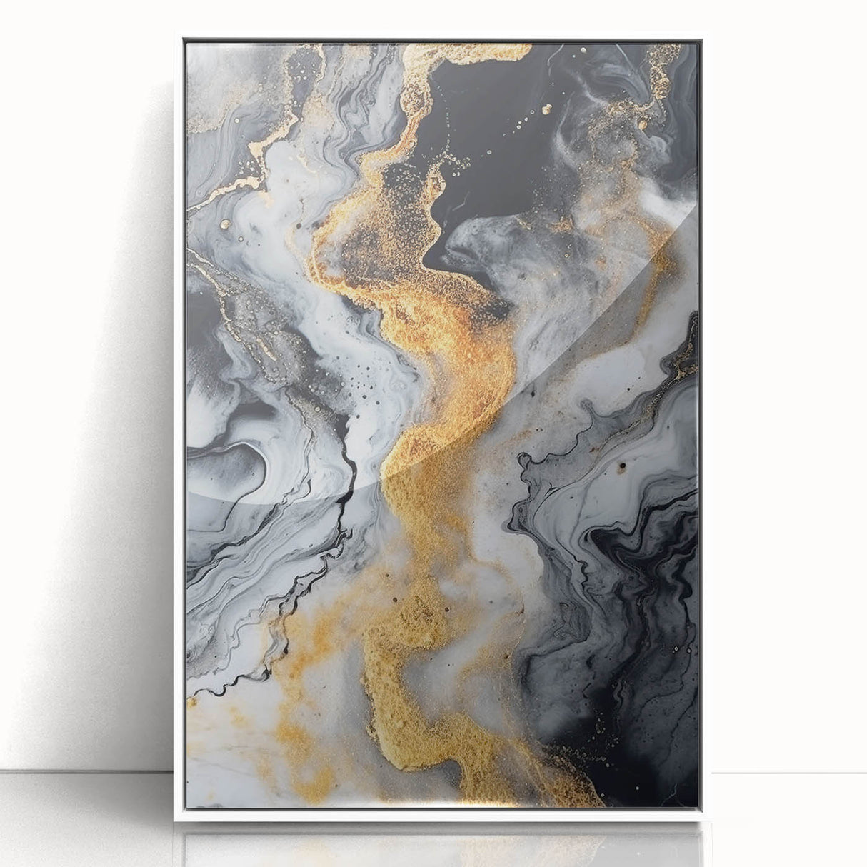 Elegant Black, White & Gold Marble Art – Glamorous Statement Wall Decor