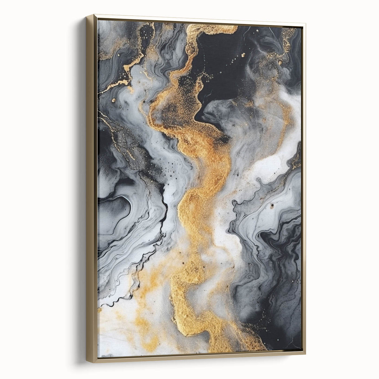 Elegant Black, White & Gold Marble Art – Glamorous Statement Wall Decor