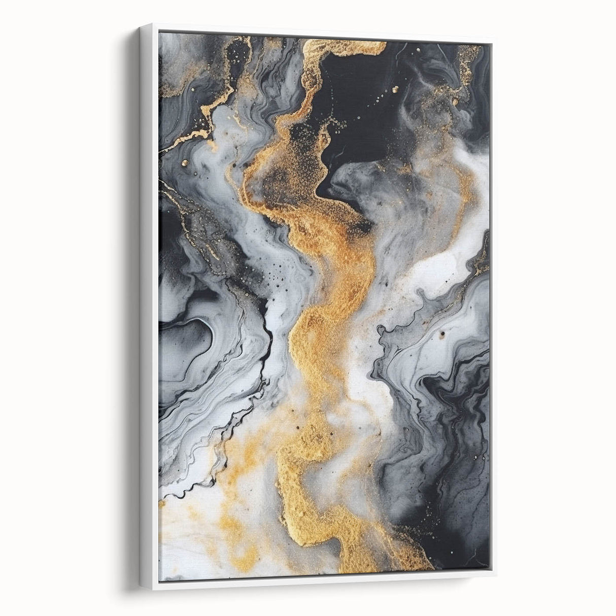 Elegant Black, White & Gold Marble Art – Glamorous Statement Wall Decor