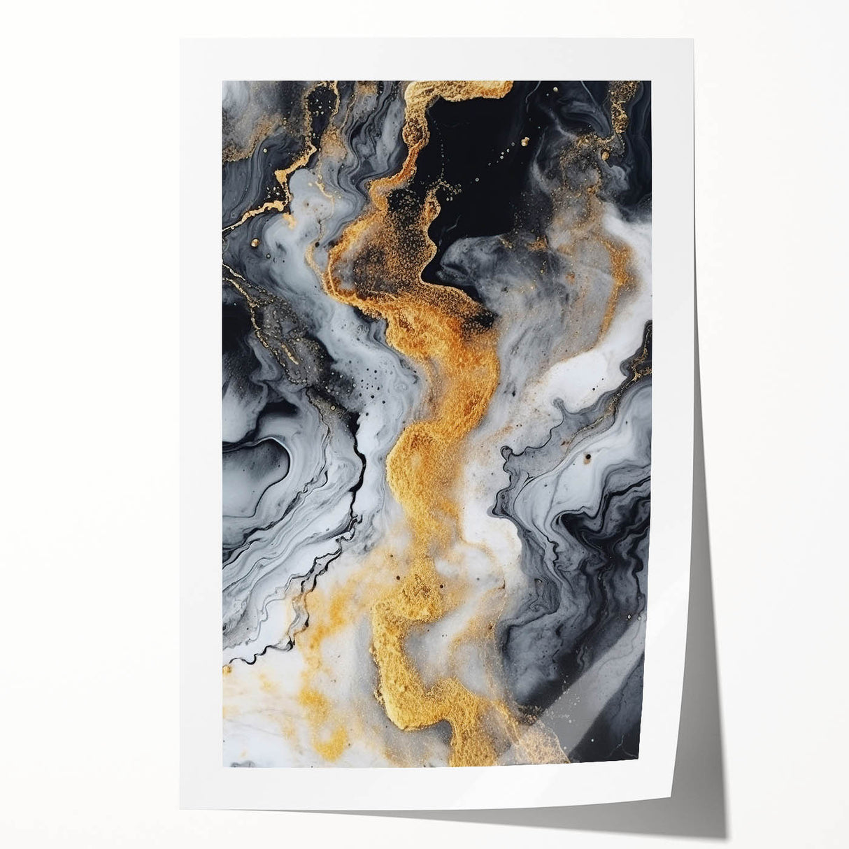 Elegant Black, White & Gold Marble Art – Glamorous Statement Wall Decor