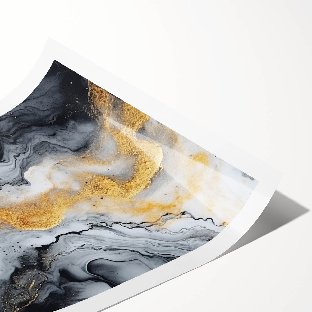 Elegant Black, White & Gold Marble Art – Glamorous Statement Wall Decor