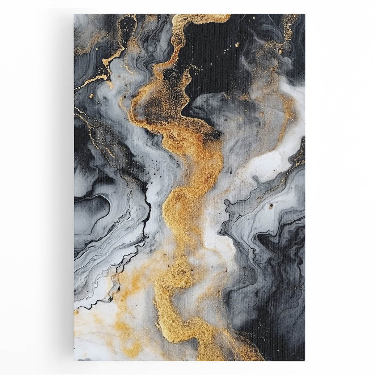 Elegant Black, White & Gold Marble Art – Glamorous Statement Wall Decor