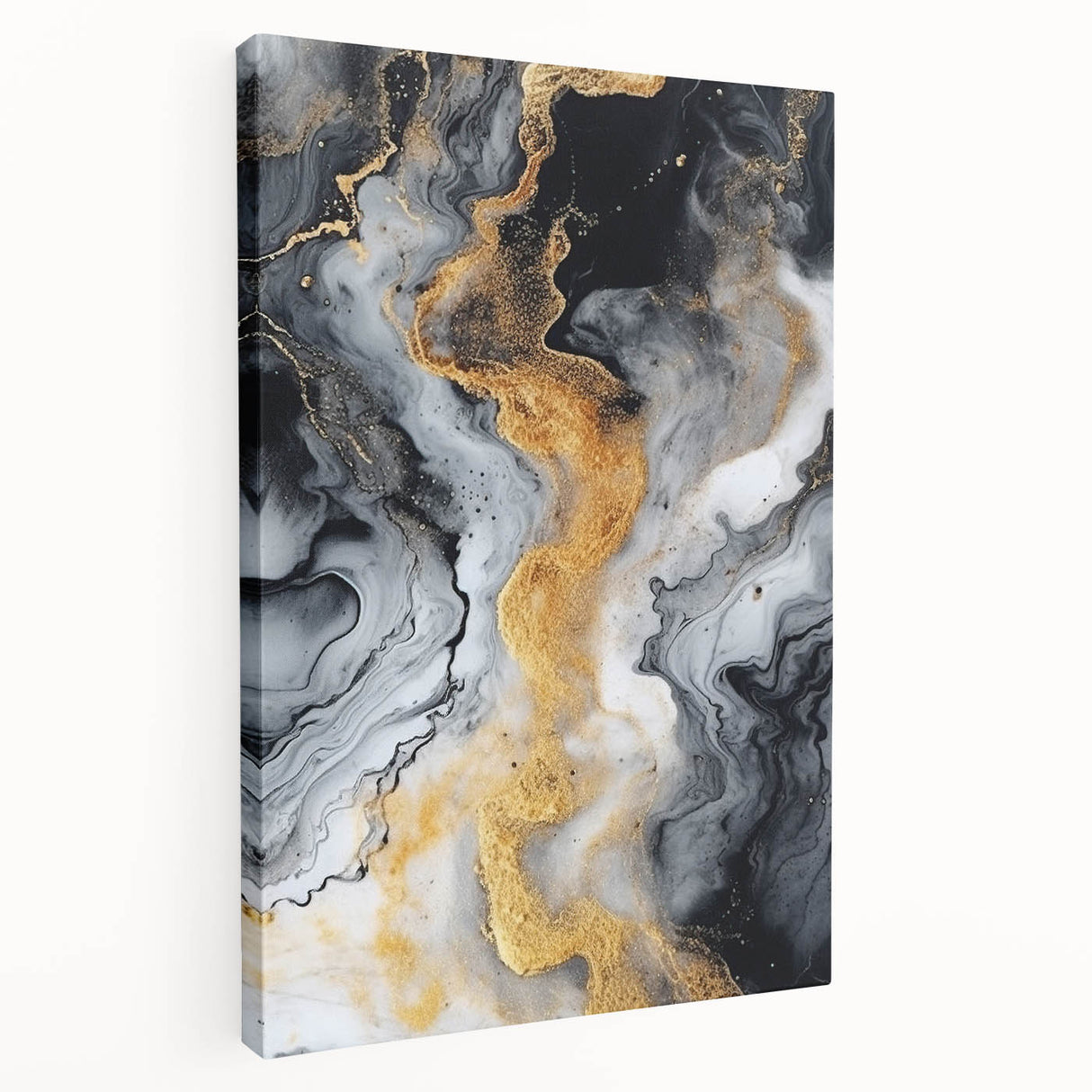 Elegant Black, White & Gold Marble Art – Glamorous Statement Wall Decor