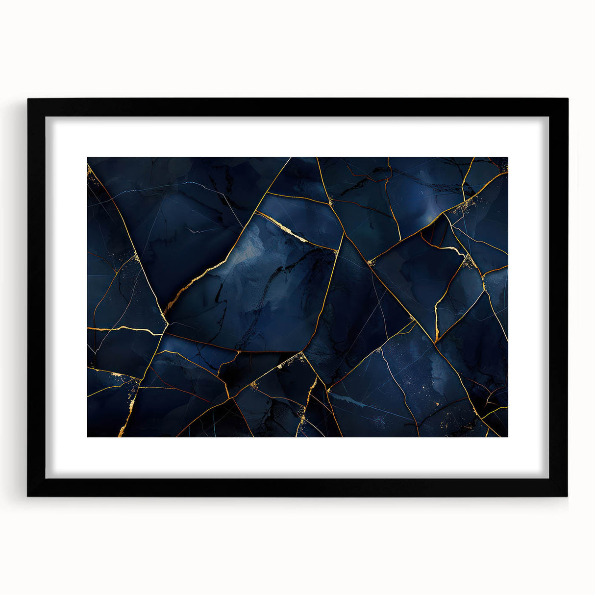 Glamorous Blue and Gold Abstract Wall Art – Luxury Modern Decor