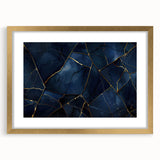 Glamorous Blue and Gold Abstract Wall Art – Luxury Modern Decor