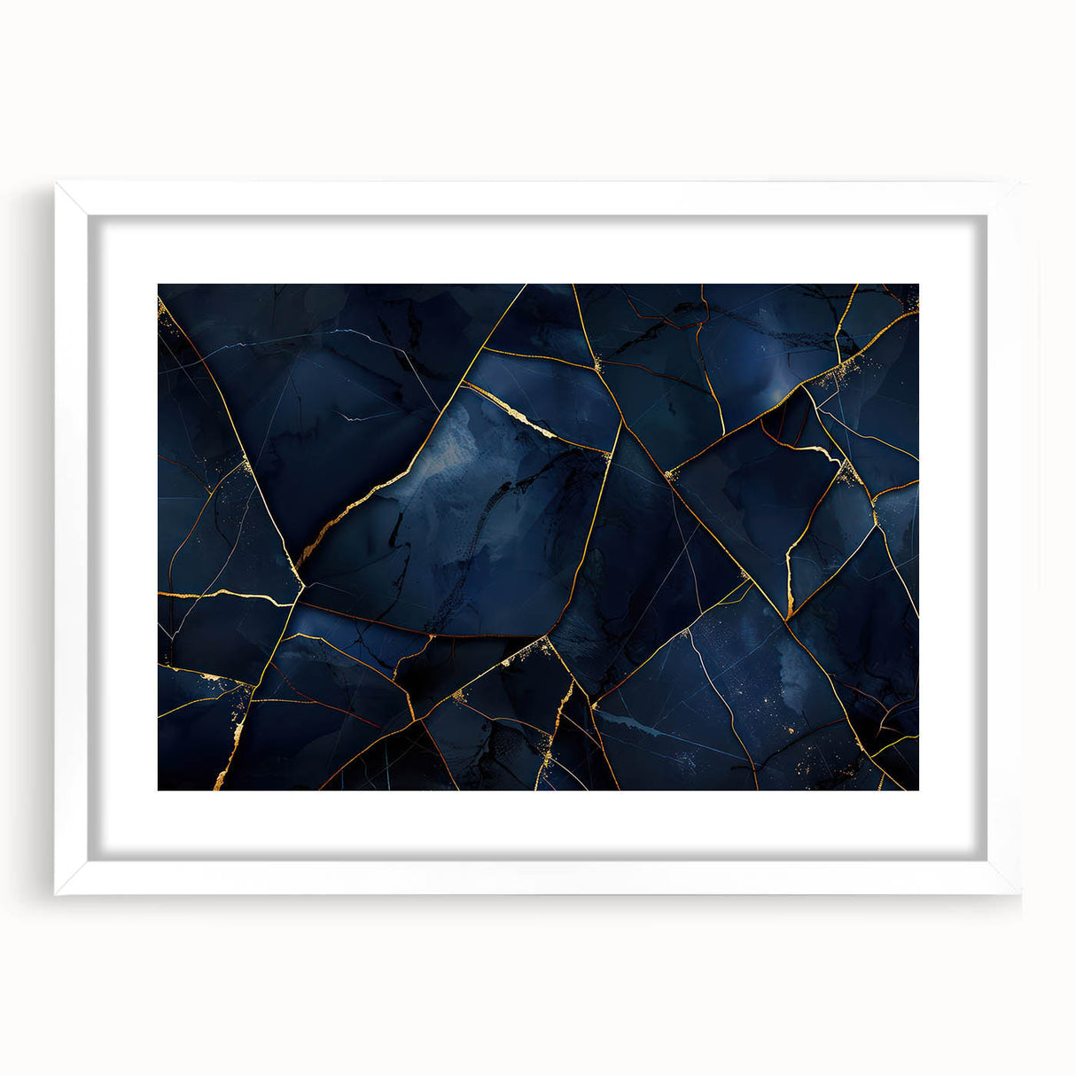 Glamorous Blue and Gold Abstract Wall Art – Luxury Modern Decor