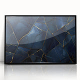 Glamorous Blue and Gold Abstract Wall Art – Luxury Modern Decor