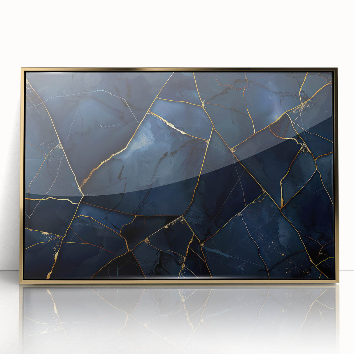 Glamorous Blue and Gold Abstract Wall Art – Luxury Modern Decor