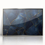 Glamorous Blue and Gold Abstract Wall Art – Luxury Modern Decor