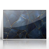 Glamorous Blue and Gold Abstract Wall Art – Luxury Modern Decor
