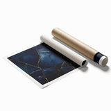 Glamorous Blue and Gold Abstract Wall Art – Luxury Modern Decor