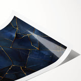 Glamorous Blue and Gold Abstract Wall Art – Luxury Modern Decor