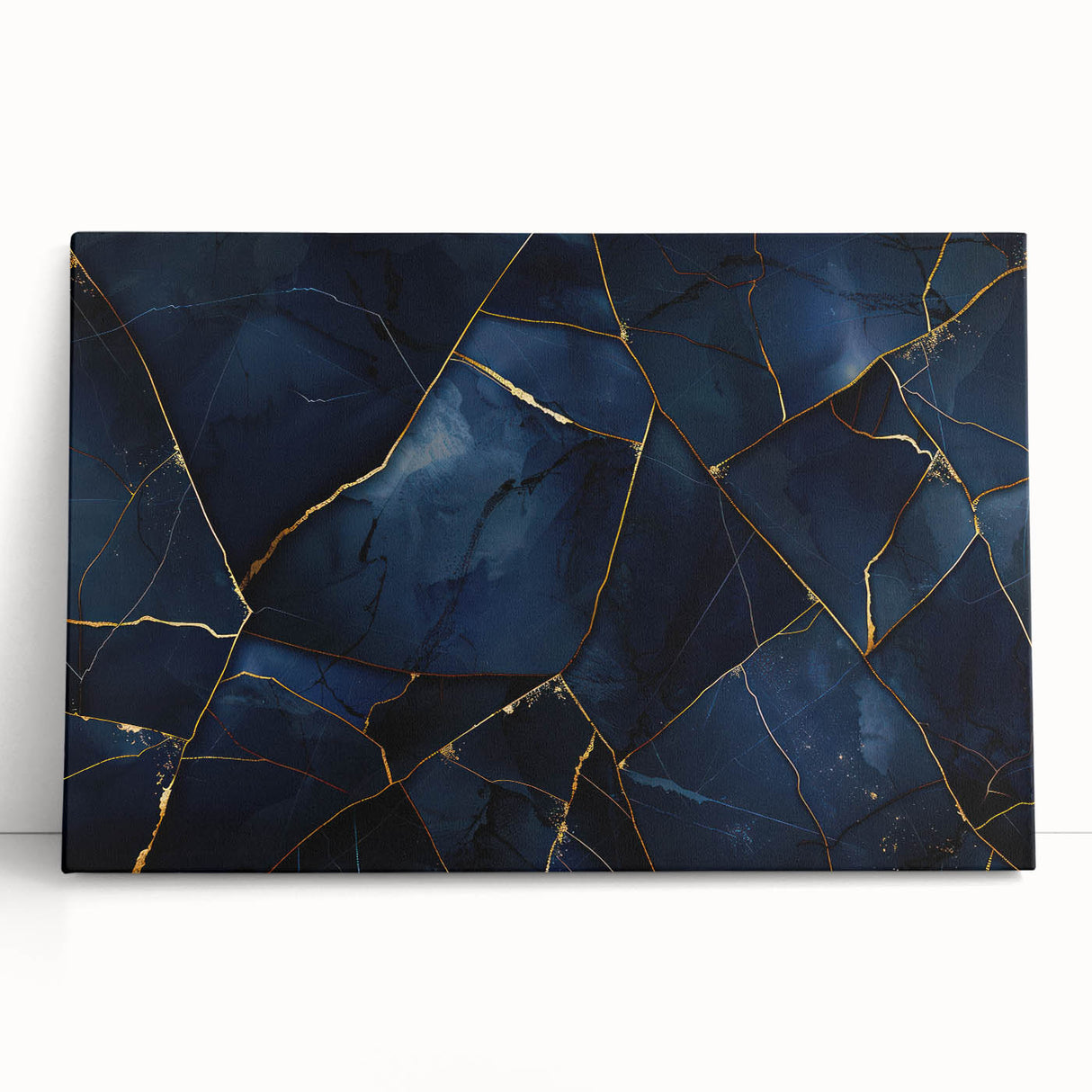 Glamorous Blue and Gold Abstract Wall Art – Luxury Modern Decor