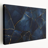 Glamorous Blue and Gold Abstract Wall Art – Luxury Modern Decor