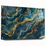 Glamorous Teal and Gold Abstract Wall Art – Luxury Modern Glam Decor