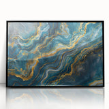 Glamorous Teal and Gold Abstract Wall Art – Luxury Modern Glam Decor