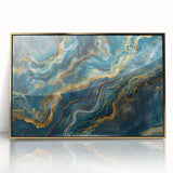 Glamorous Teal and Gold Abstract Wall Art – Luxury Modern Glam Decor