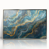 Glamorous Teal and Gold Abstract Wall Art – Luxury Modern Glam Decor