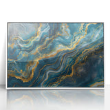Glamorous Teal and Gold Abstract Wall Art – Luxury Modern Glam Decor