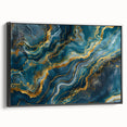Glamorous Teal and Gold Abstract Wall Art – Luxury Modern Glam Decor