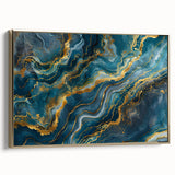 Glamorous Teal and Gold Abstract Wall Art – Luxury Modern Glam Decor