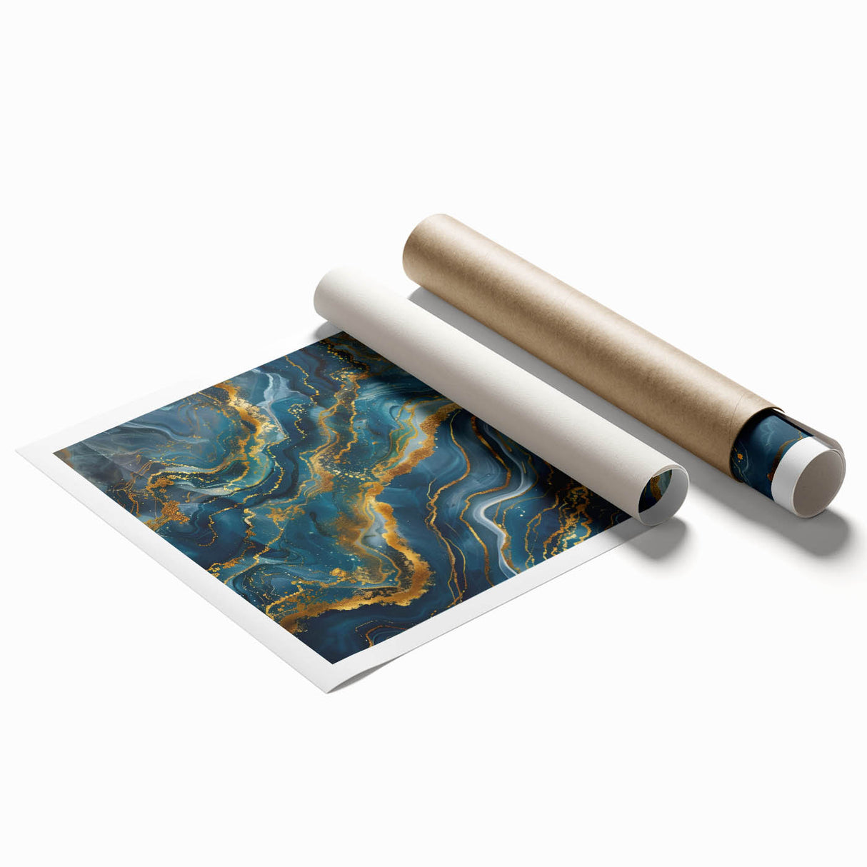 Glamorous Teal and Gold Abstract Wall Art – Luxury Modern Glam Decor