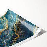 Glamorous Teal and Gold Abstract Wall Art – Luxury Modern Glam Decor