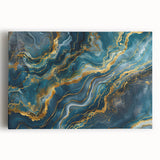 Glamorous Teal and Gold Abstract Wall Art – Luxury Modern Glam Decor
