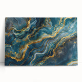 Glamorous Teal and Gold Abstract Wall Art – Luxury Modern Glam Decor
