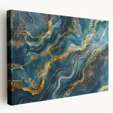 Glamorous Teal and Gold Abstract Wall Art – Luxury Modern Glam Decor