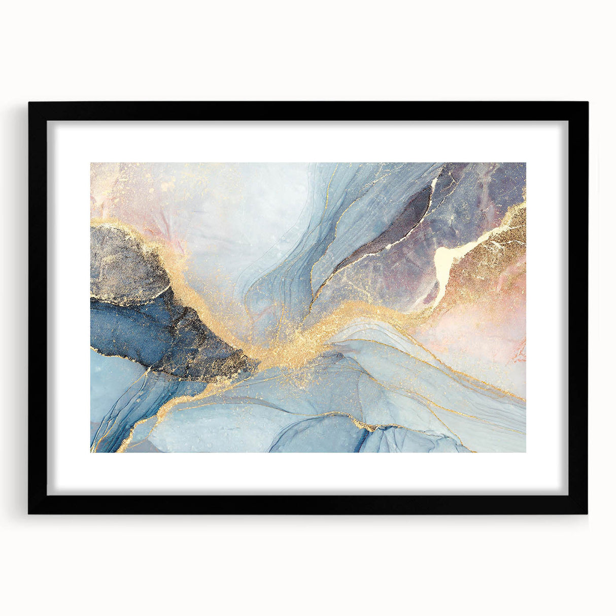 Glamorous Pastel and Gold Abstract Wall Art – Luxury Modern Decor