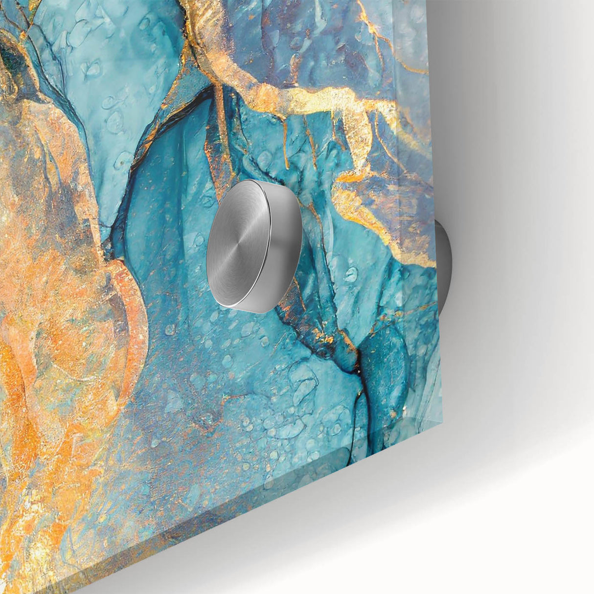 Teal & Gold Marble Abstract Art – Luxurious Glam Wall Décor Statement