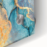 Teal & Gold Marble Abstract Art – Luxurious Glam Wall Décor Statement