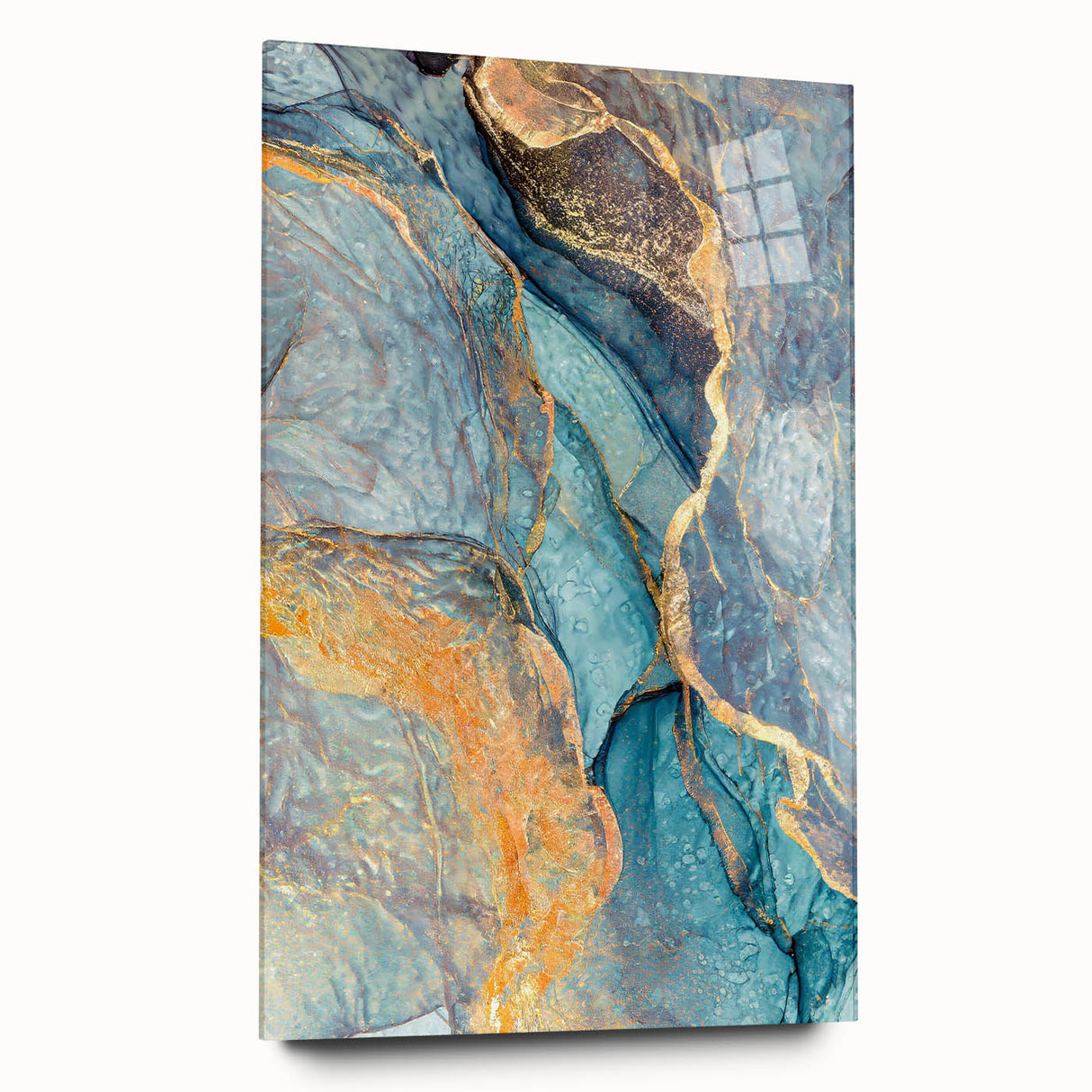 Teal & Gold Marble Abstract Art – Luxurious Glam Wall Décor Statement