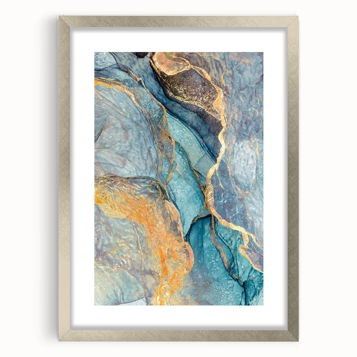 Teal & Gold Marble Abstract Art – Luxurious Glam Wall Décor Statement