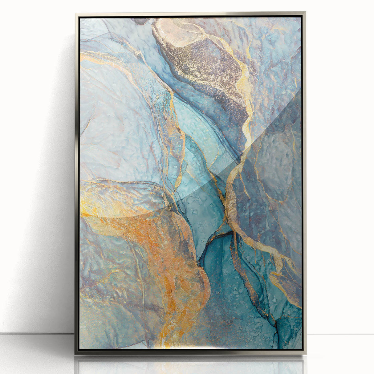 Teal & Gold Marble Abstract Art – Luxurious Glam Wall Décor Statement