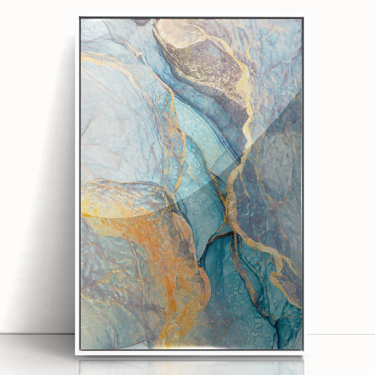 Teal & Gold Marble Abstract Art – Luxurious Glam Wall Décor Statement